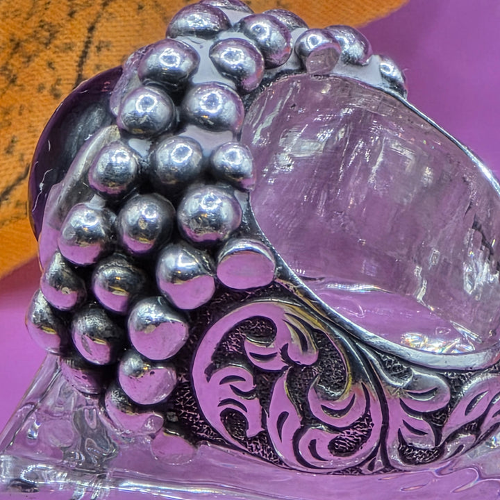 Vintage Red Garnet & Sterling Silver Statement Ring