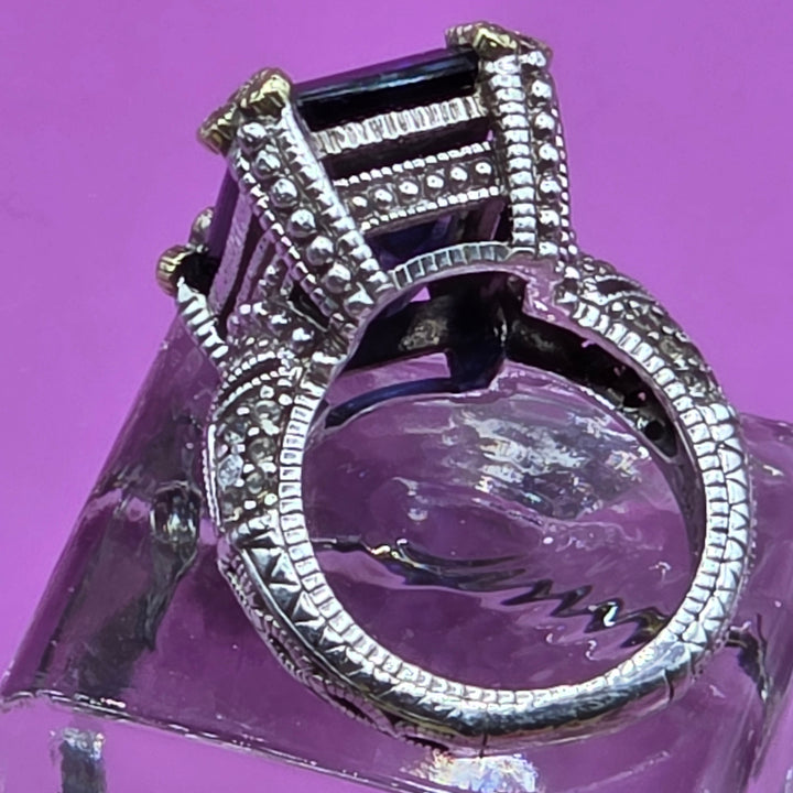 Authentic Judith Ripka Lab Grown Sapphire Sterling Silver Ring