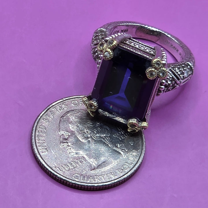 Authentic Judith Ripka Lab Grown Sapphire Sterling Silver Ring