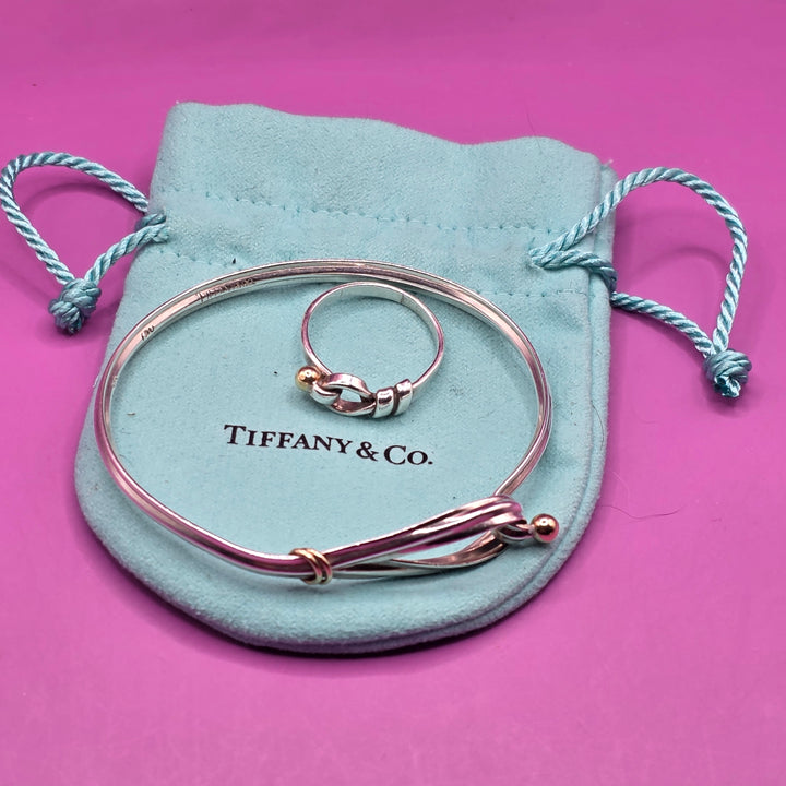 Tiffany Sterling Silver, 18K Gold Hook & Loop Bracelet & Ring
