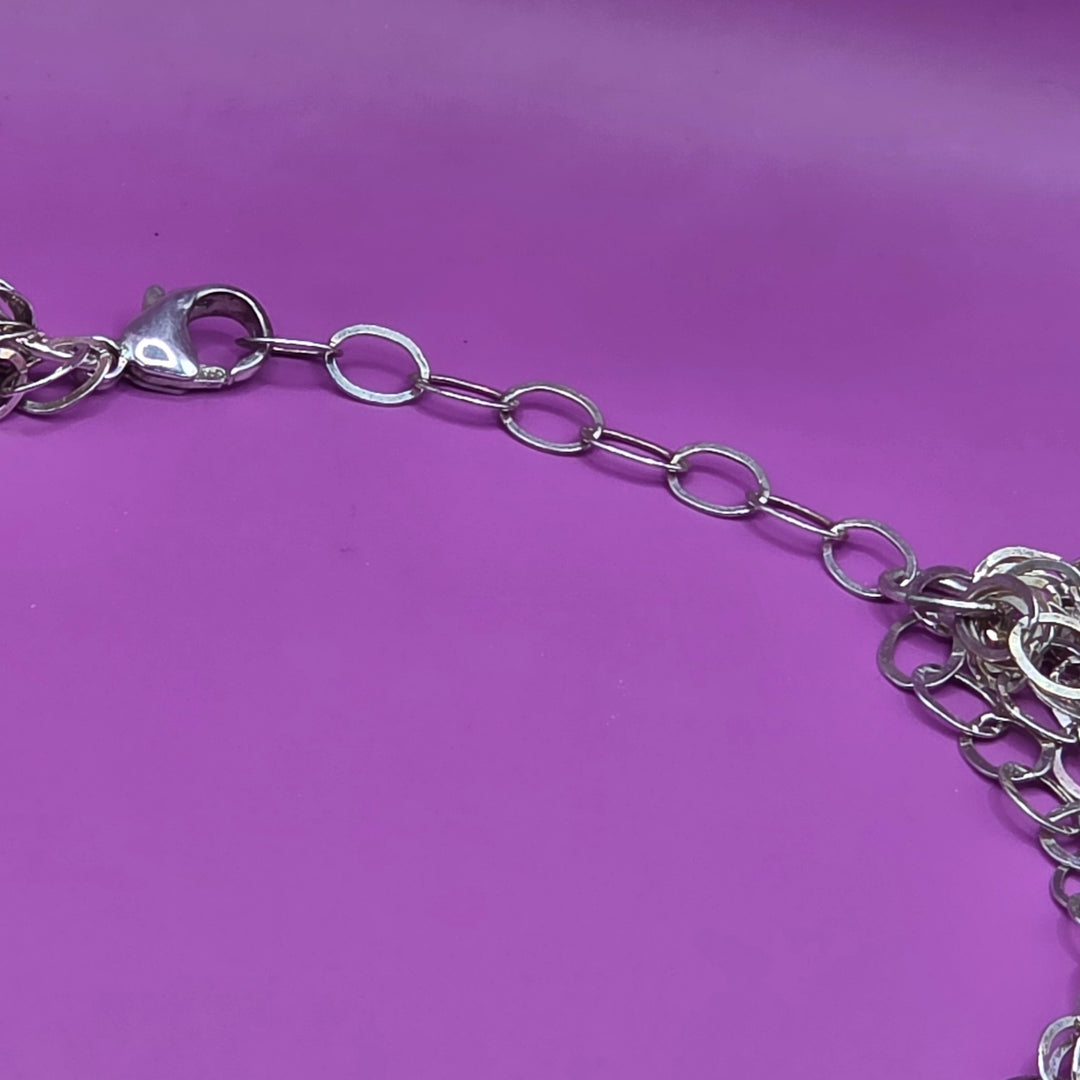 Mid-Century Modern Sterling Silver 10 Strand Chainmail Necklace