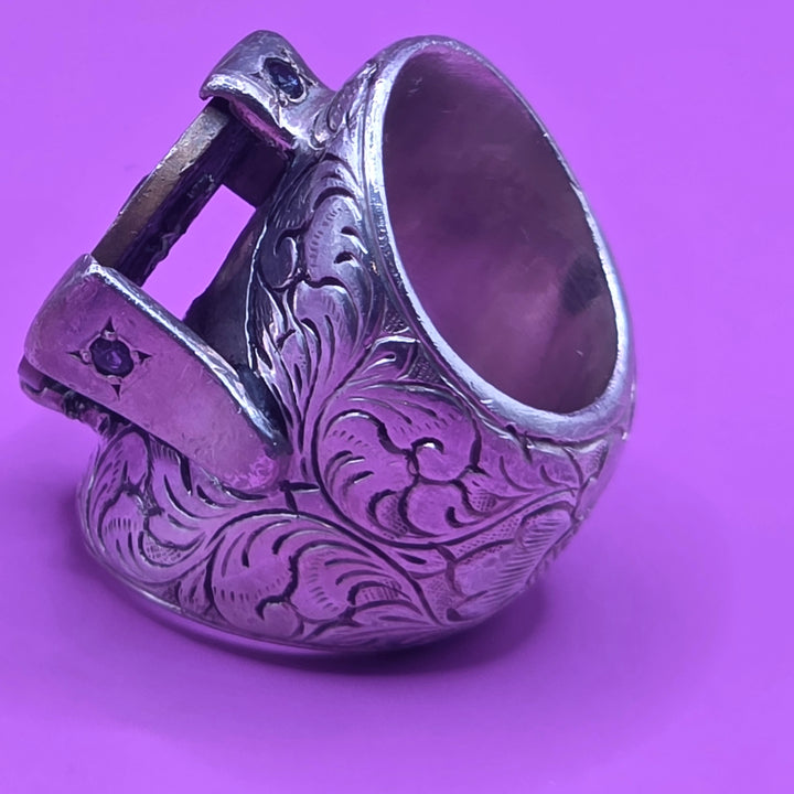 Very Large Sterling Silver Antique Coin Statement Ring
