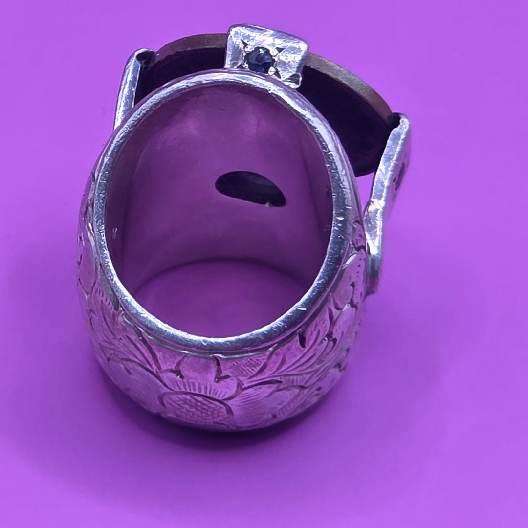 Very Large Sterling Silver Antique Coin Statement Ring