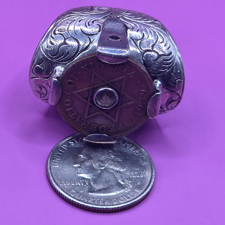 Very Large Sterling Silver Antique Coin Statement Ring