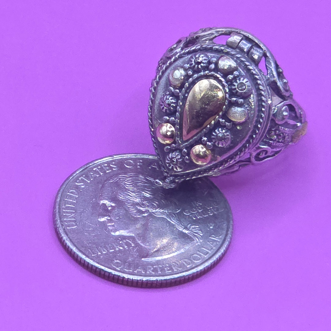 Gold & Sterling Silver Poison Ring