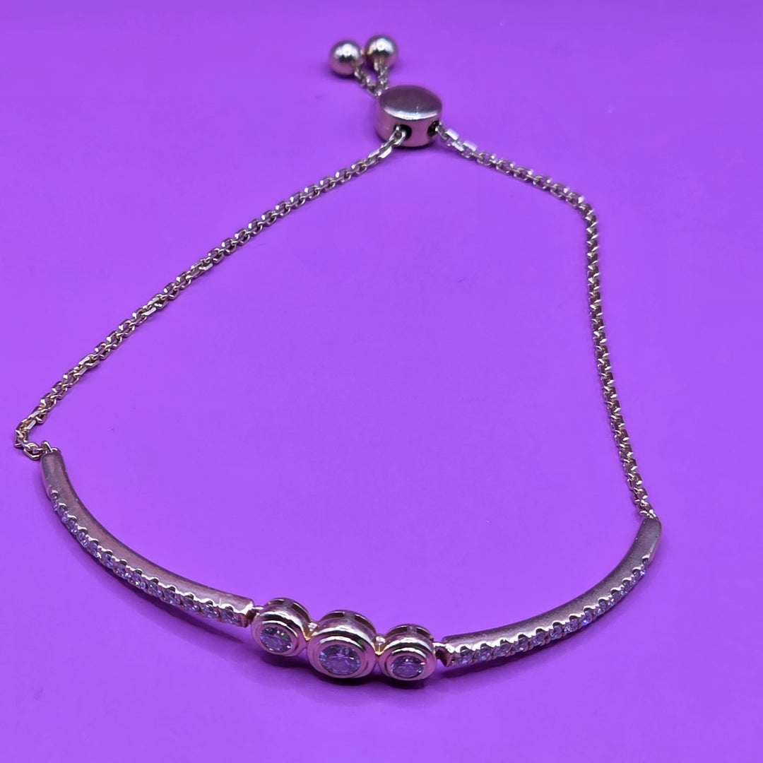 Gold & Diamond Slide Adjustable Tennis Bracelet