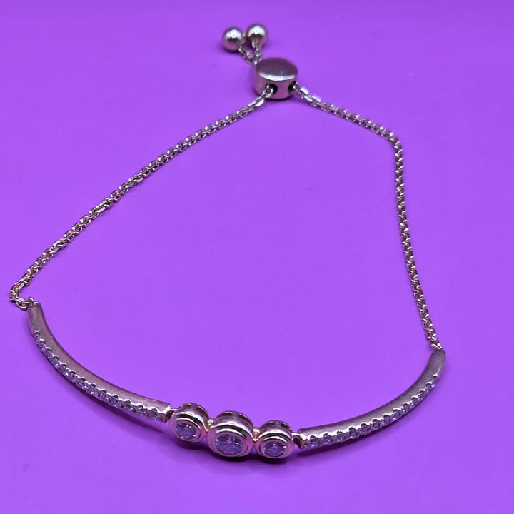 Gold & Diamond Slide Adjustable Tennis Bracelet