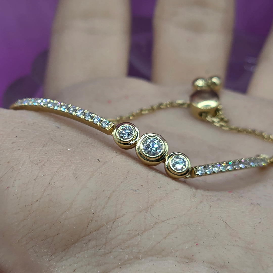 Gold & Diamond Slide Adjustable Tennis Bracelet