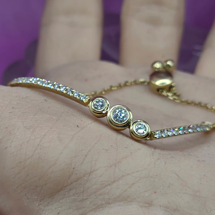 Gold & Diamond Slide Adjustable Tennis Bracelet
