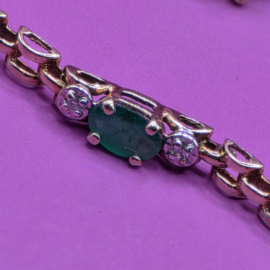 Gold, Diamond & Emerald Bracelet and Earrings Set