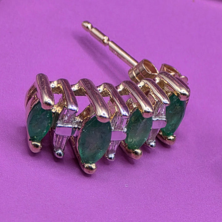 Gold, Diamond & Emerald Bracelet and Earrings Set