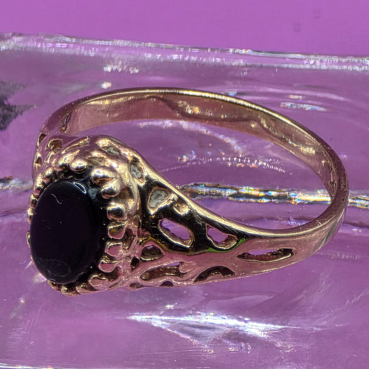 Gold & Solitaire Black Tourmaline Elegant Ring