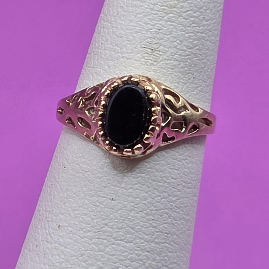 Gold & Solitaire Black Tourmaline Elegant Ring