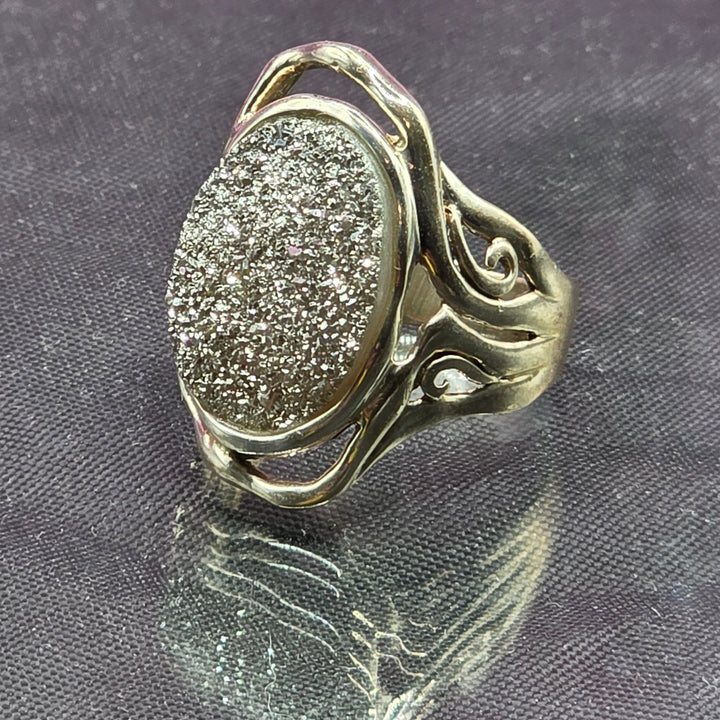 Sterling Silver Druzy (Drusy) Quartz Filigree Ring