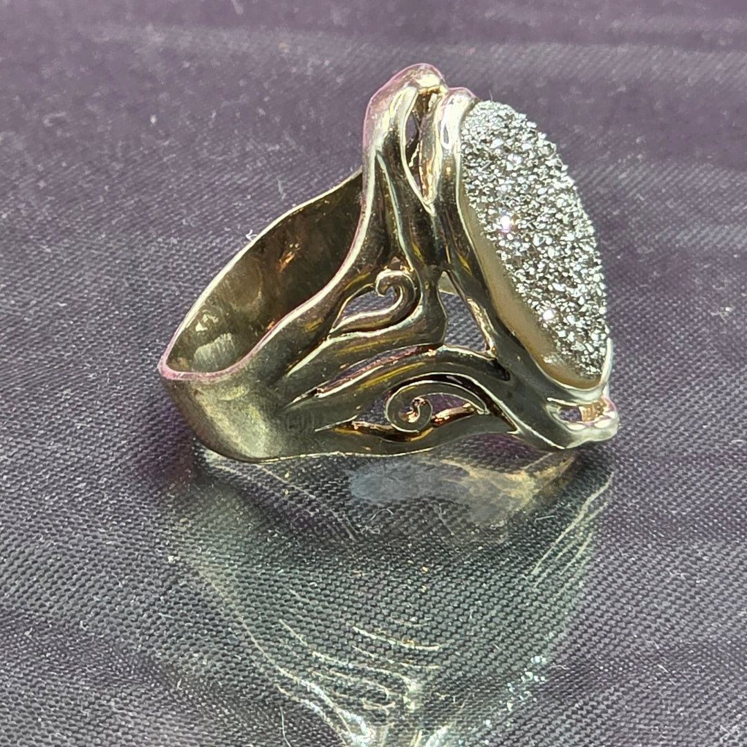 Sterling Silver Druzy (Drusy) Quartz Filigree Ring