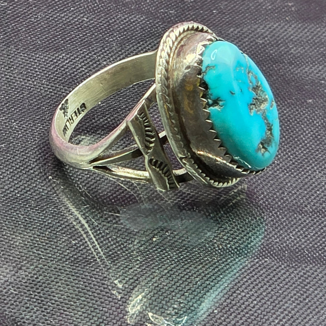 Sterling Silver Oval Rough Turquoise Ring