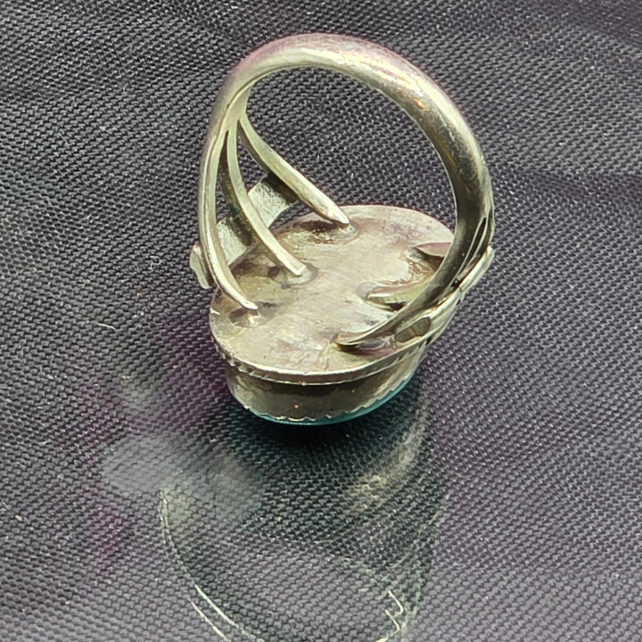 Sterling Silver Oval Rough Turquoise Ring