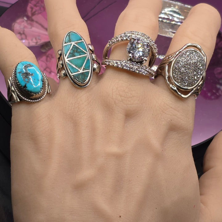 Sterling Silver Oval Rough Turquoise Ring