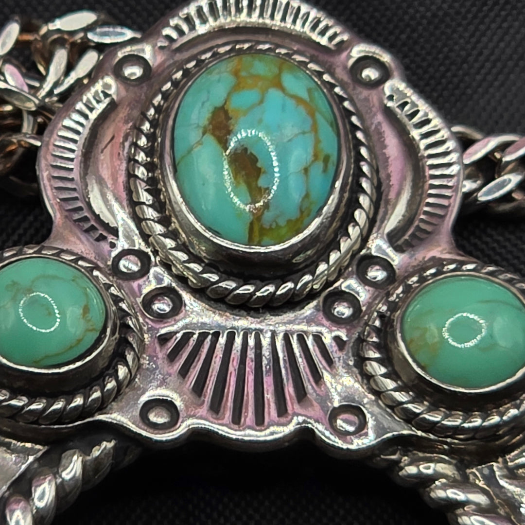 Sterling Silver & Turquoise Navajo Pendant Necklace