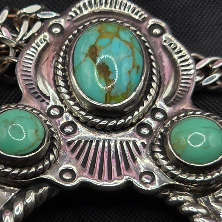 Sterling Silver & Turquoise Navajo Pendant Necklace