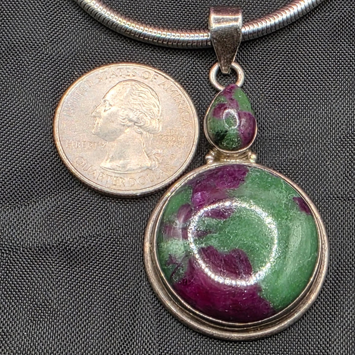 Sterling Silver Cabochon Ruby Zoisite Energy Necklace