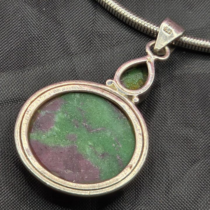 Sterling Silver Cabochon Ruby Zoisite Energy Necklace