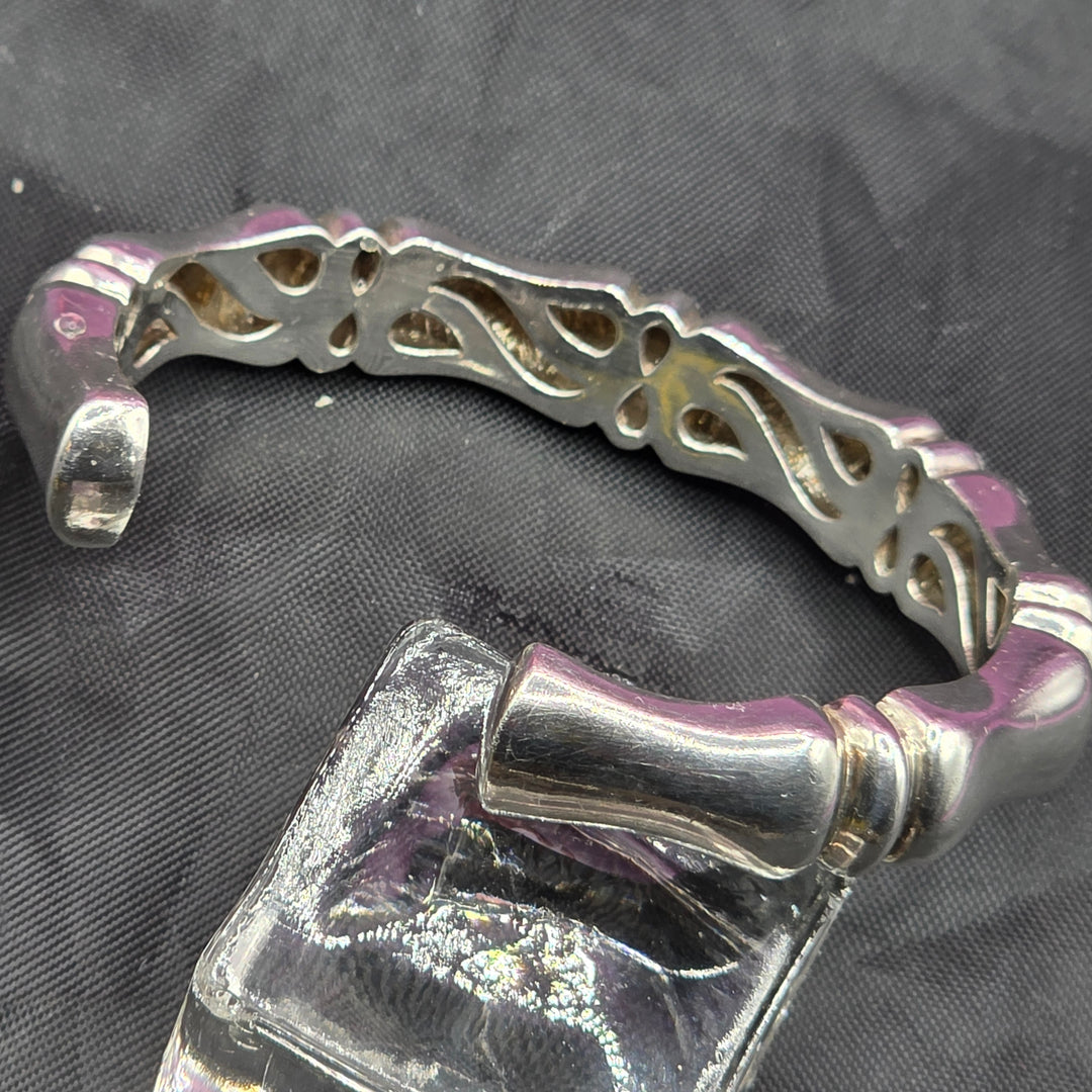 Chunky Sterling Silver RAGE Bamboo Themed Bracelet