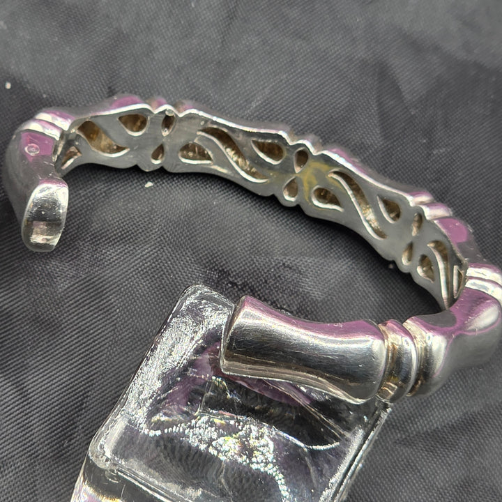 Chunky Sterling Silver RAGE Bamboo Themed Bracelet