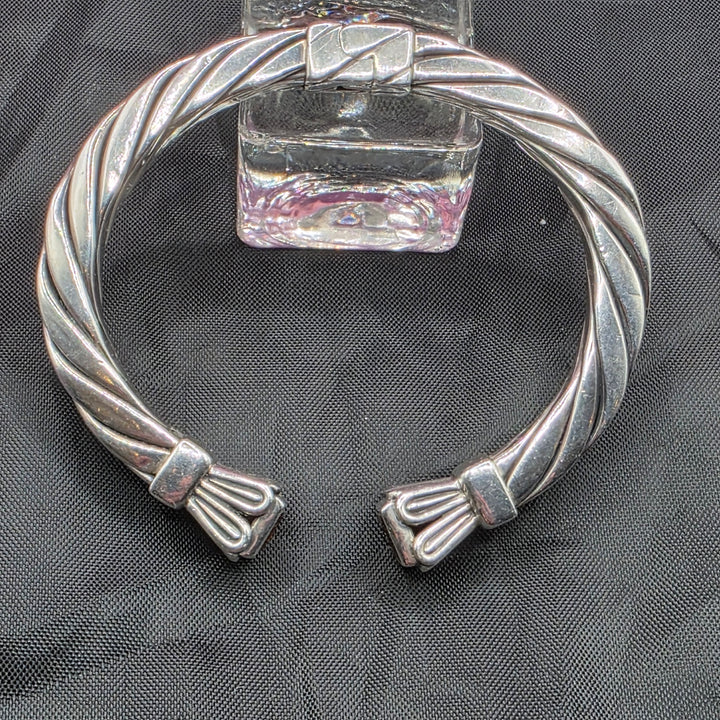 Sterling Silver Twisted Cable & Faux Amber Bracelet