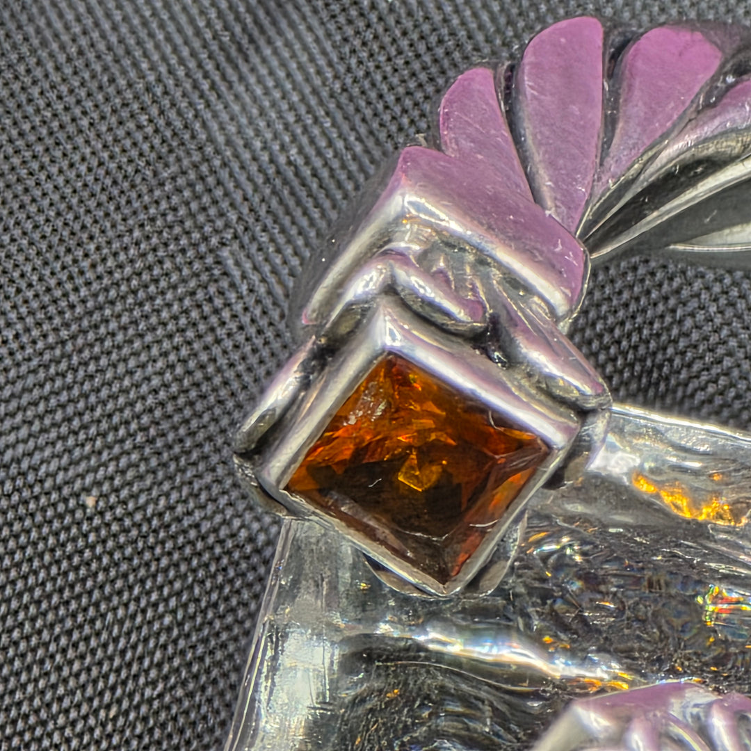 Sterling Silver Twisted Cable & Faux Amber Bracelet