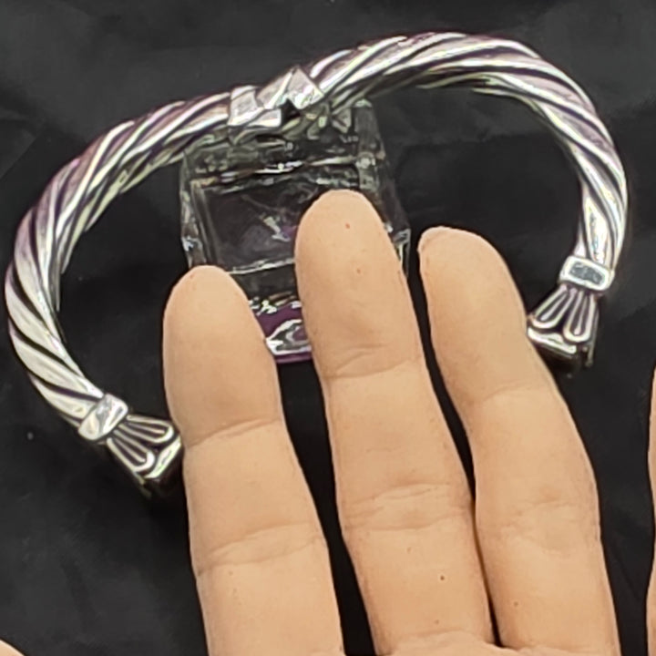 Sterling Silver Twisted Cable & Faux Amber Bracelet