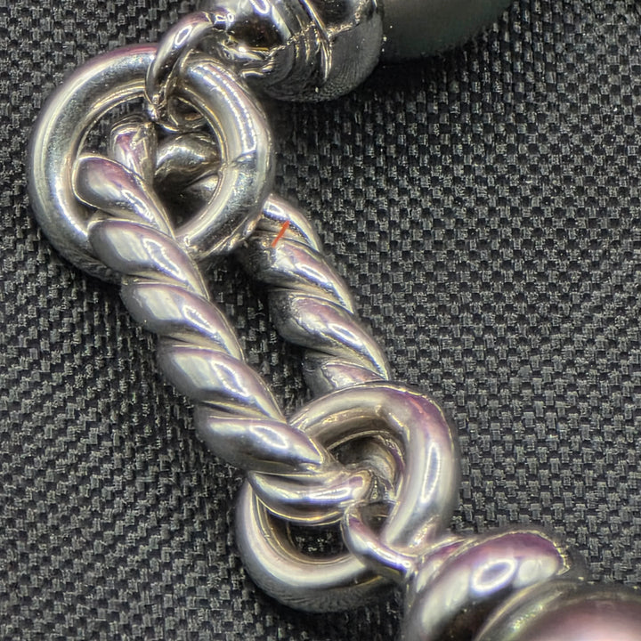 Gold & Gray Pearl Long Twist Link Bracelet - Estate Jewelry Priced Right