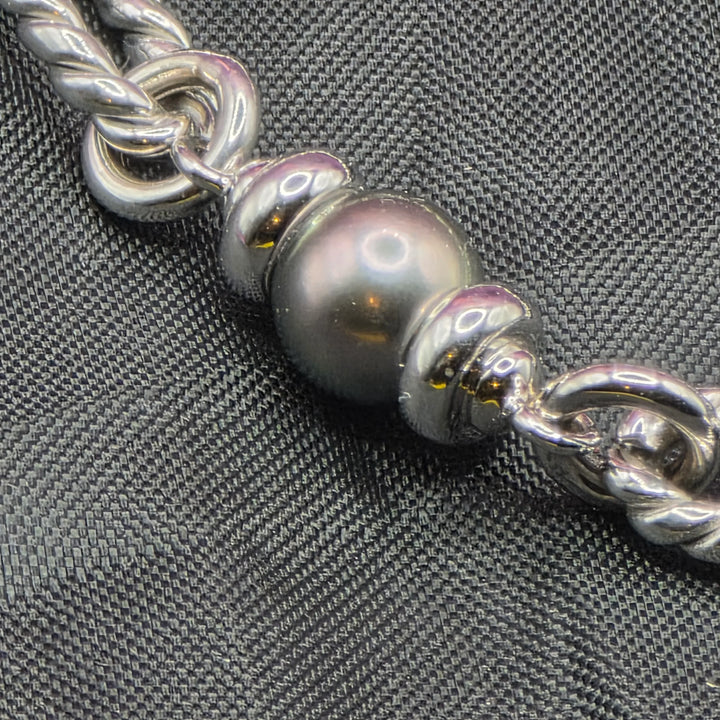 Gold & Gray Pearl Long Twist Link Bracelet - Estate Jewelry Priced Right