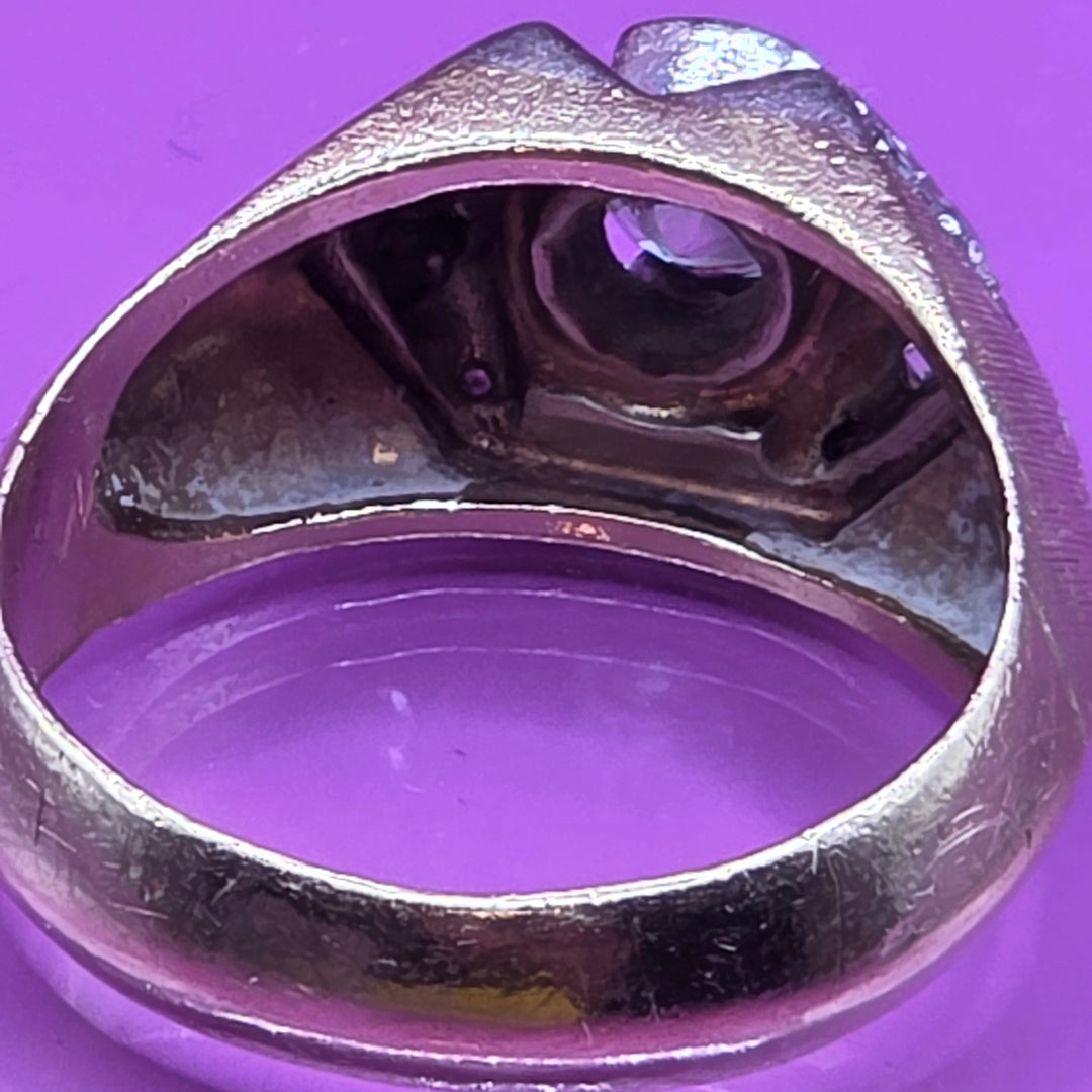 Gold & Accented Solitaire Diamond Statement Ring