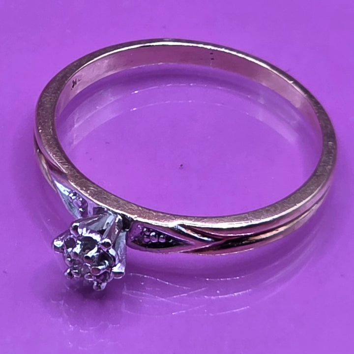 Gold and Solitaire Illusion Set Diamond Petite Ring