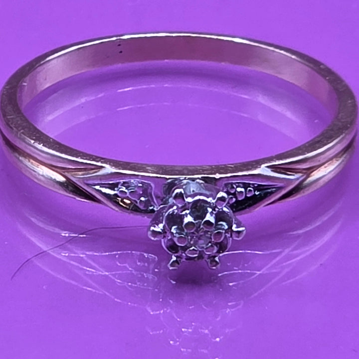 Gold and Solitaire Illusion Set Diamond Petite Ring