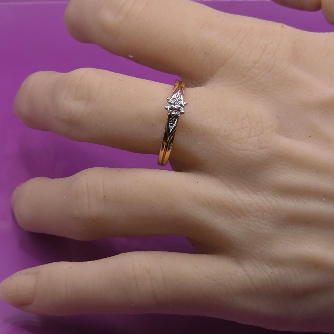 Gold and Solitaire Illusion Set Diamond Petite Ring