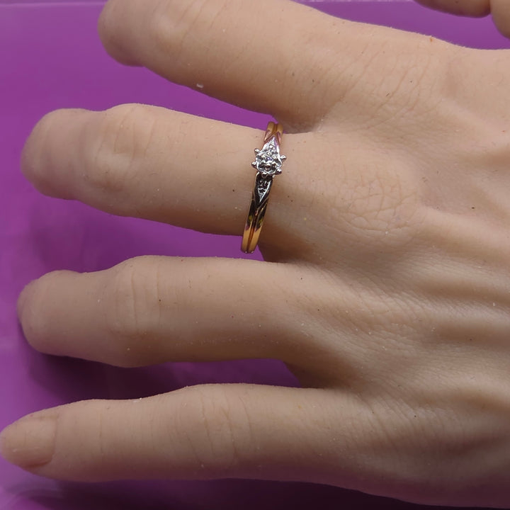 Gold and Solitaire Illusion Set Diamond Petite Ring