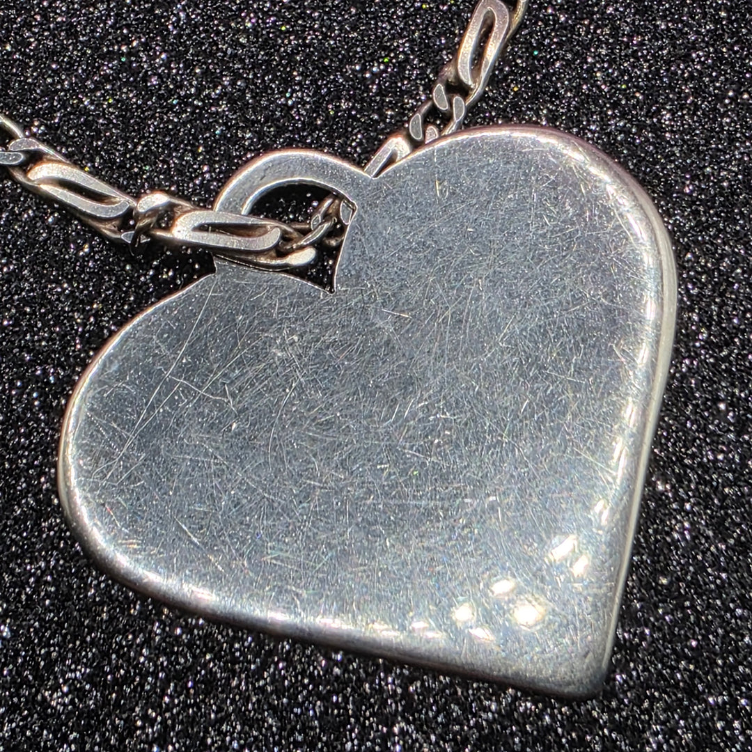 Sterling Silver Figaro Necklace & Large Heart Pendant