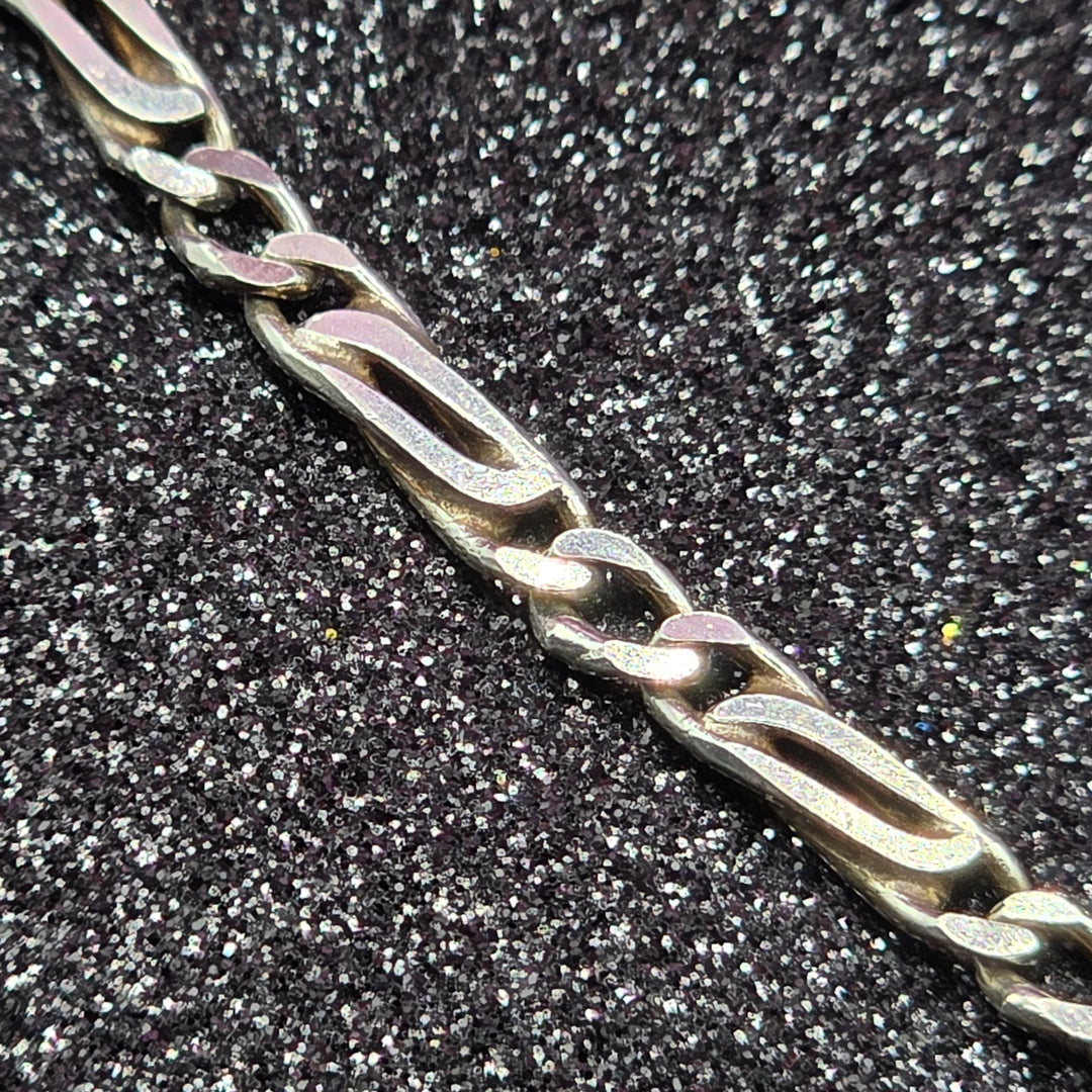 Sterling Silver Figaro Necklace & Large Heart Pendant