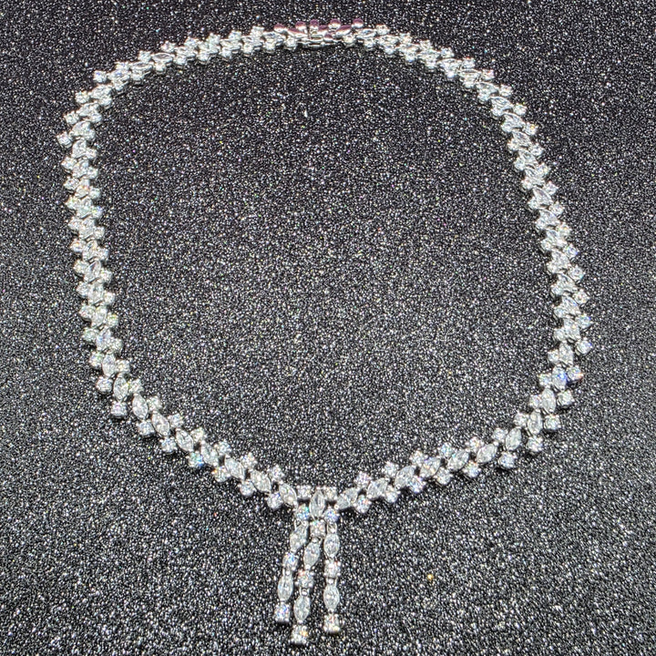 Sterling Silver & Crystal Triple Drop Choker