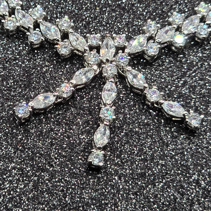 Sterling Silver & Crystal Triple Drop Choker