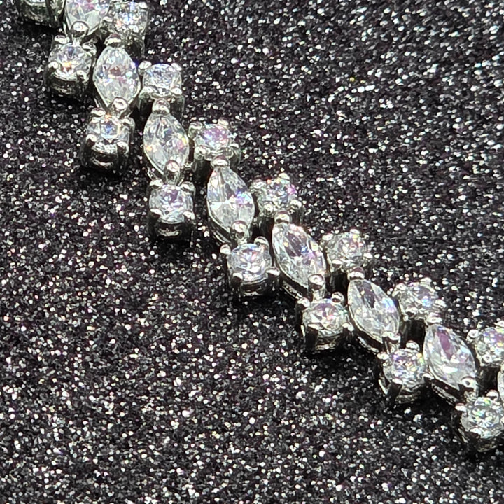 Sterling Silver & Crystal Triple Drop Choker