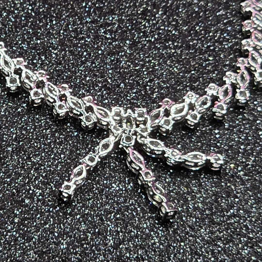 Sterling Silver & Crystal Triple Drop Choker