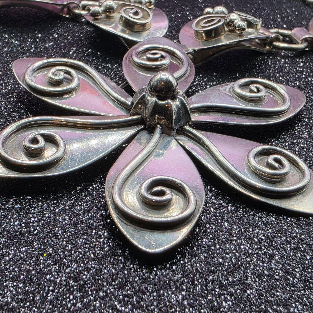 Mid-Century Modern Herman Sierbol Denmark Swirl Flower Necklace