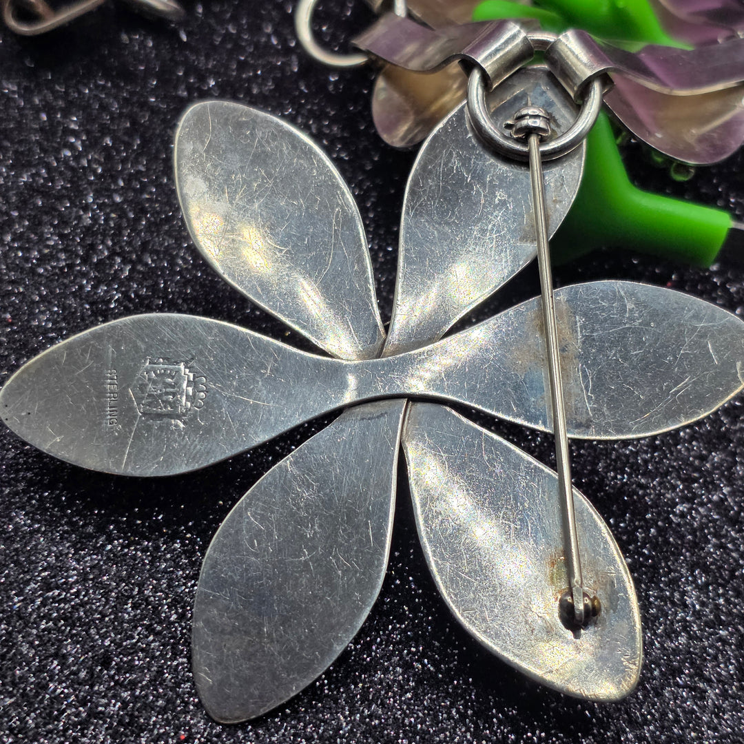 Mid-Century Modern Herman Sierbol Denmark Swirl Flower Necklace