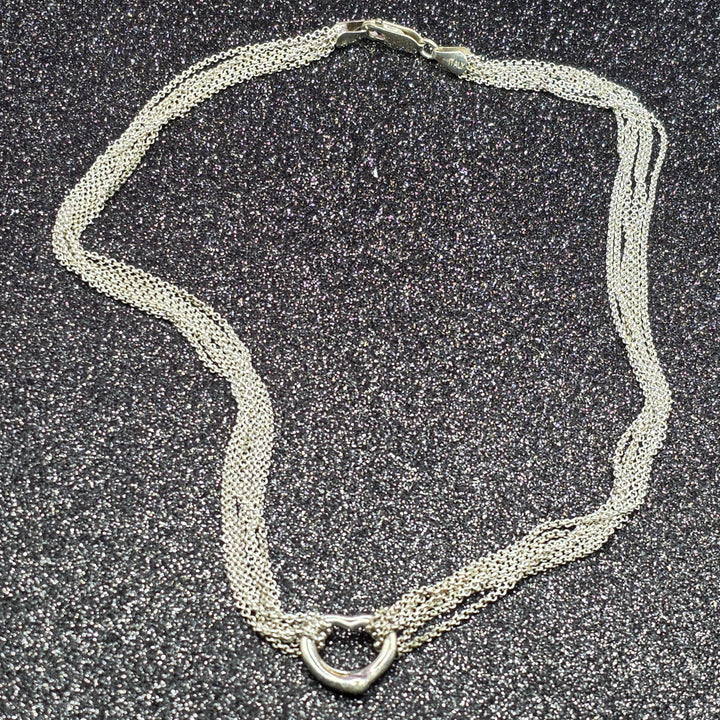 Sterling Silver Mesh Center Heart Choker