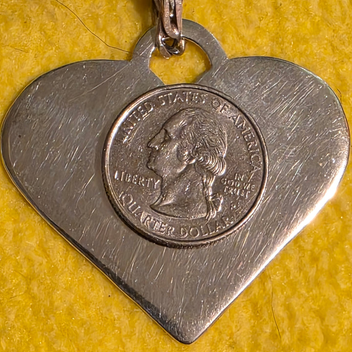 Sterling Silver Figaro Necklace & Large Heart Pendant