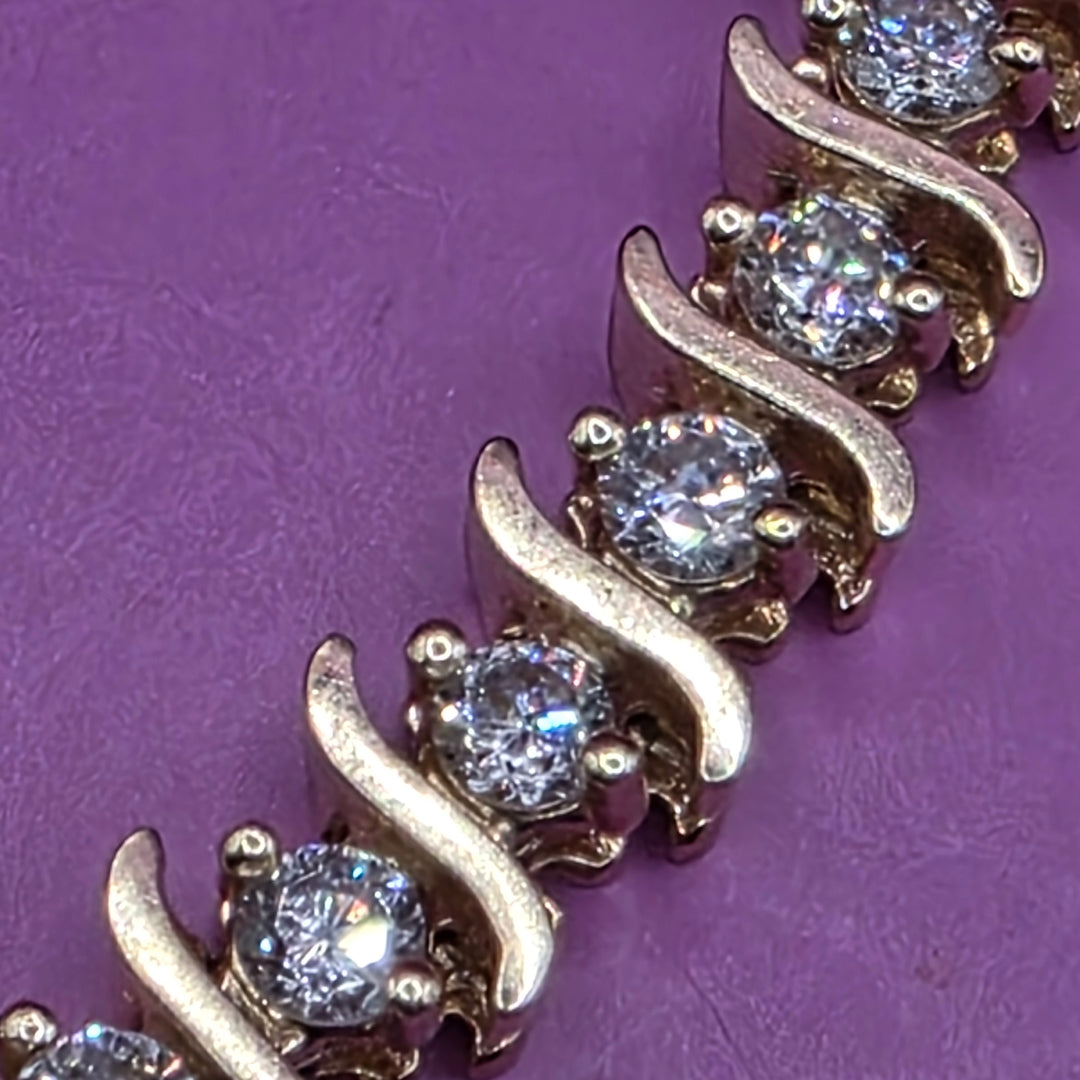 Gold & Diamond "S" Link Tennis Bracelet