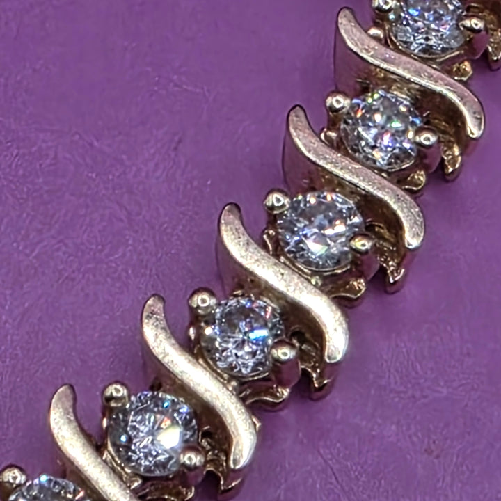 Gold & Diamond "S" Link Tennis Bracelet